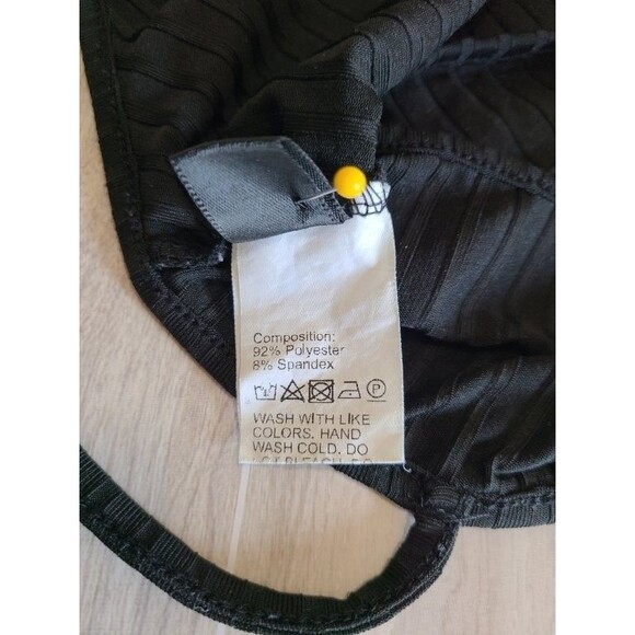 Shein Black Ribbed Crop Tank Petite XXS Tie Front Ruffle Detail Sleeveless Top - Picture 7 of 7